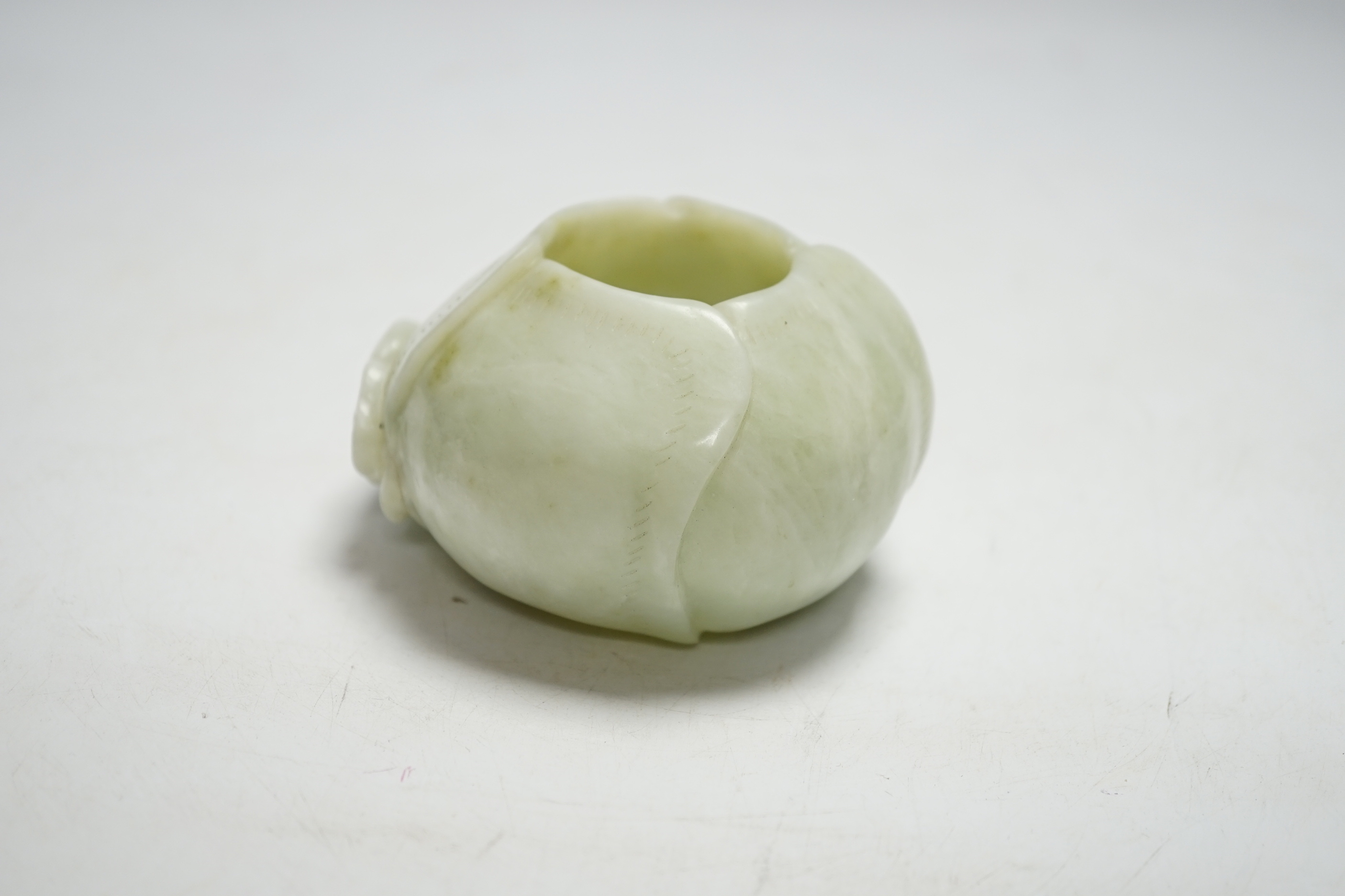 A Chinese bowenite jade water pot, 10.3 cm